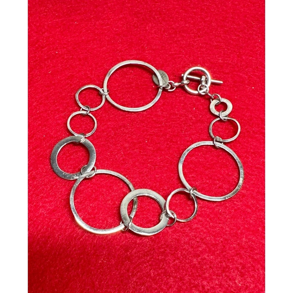 Mimi & Marge 925 Sterling Silver Bracelet Circle Link Toggle 7.5" 8g